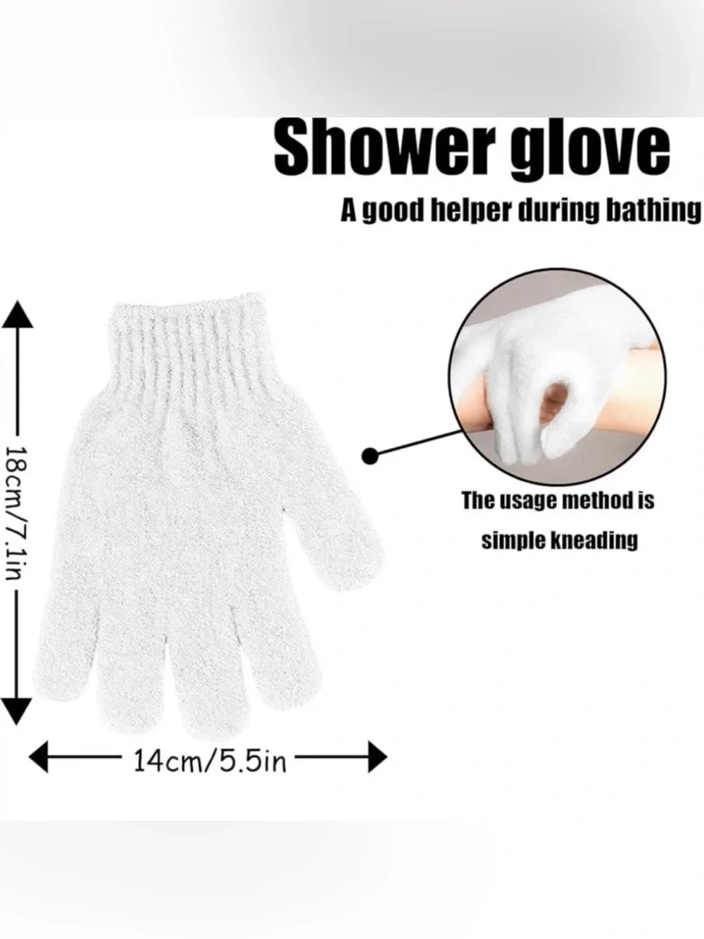 💞 New White Double-Sided Exfoliating Shower Glove